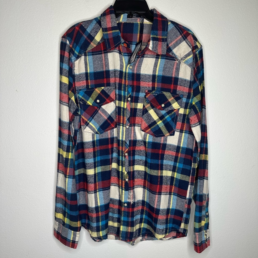 New Men’s Silver Jeans Co long sleeve plaid flannel button up size medium